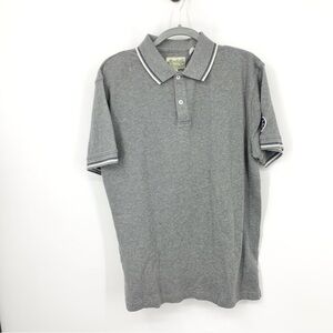 GANT Men Size Large Shirt Gray Mesh Polo Short‎ Sleeve Top Cotton